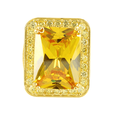 14K Gold Tone Yellow Gemstone Lab Diamond Solitaire 925 Silver Ring3