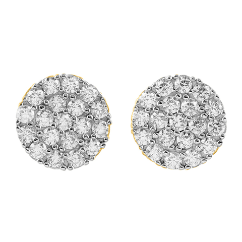 14K Yellow Gold Finish Cluster Prong Lab Diamond 925 Silver Earrings2