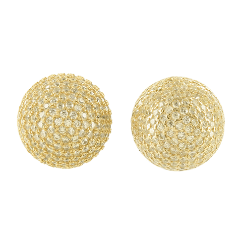 14k Gold Finish Earrings Round Disco Ball Design