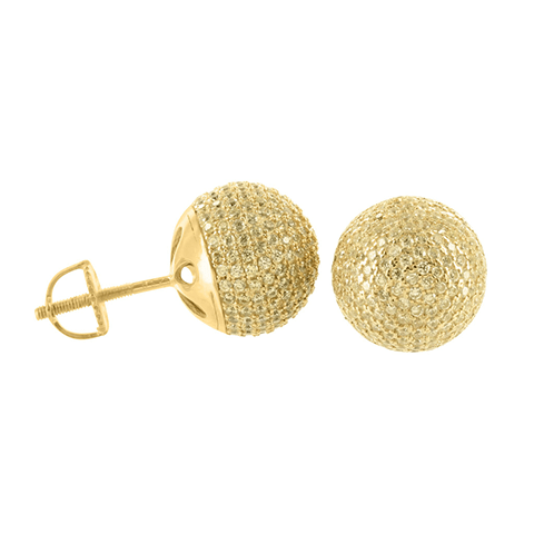 14k Gold Finish Earrings Round Disco Ball Design