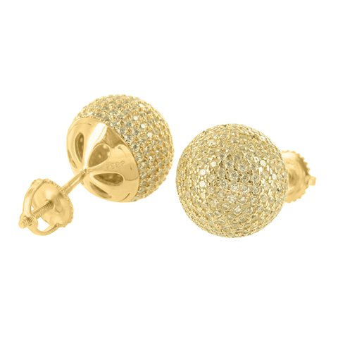 14k Gold Finish Earrings Round Disco Ball Design3