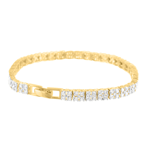 14k Gold Tone Sterling Silver Ladies Lab Diamond Bracelet