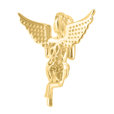 Angel Pendant Lab Diamonds Holy Cherub Yellow Gold Finish3