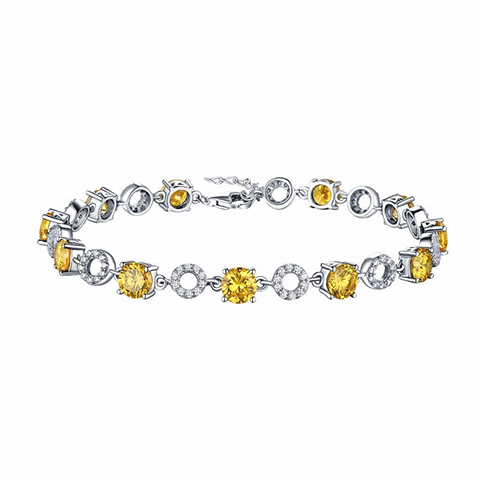 Canary Round Cut Bracelet Sterling Silver White Gold Tone