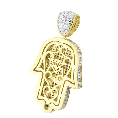 Gold Hamsa Hand Pendant Sterling Silver3