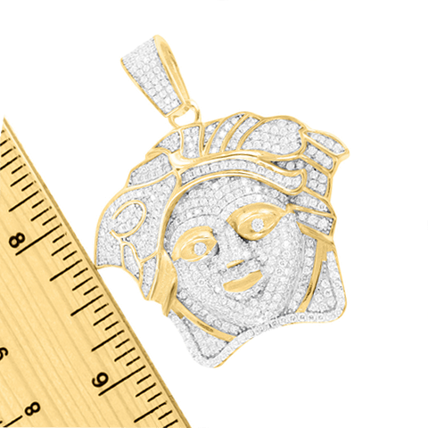 Medusa Face Lab Diamond 925 Silver Yellow Gold Finish Pendant5