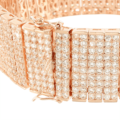 Mens 14k Rose Gold Finish Lab Diamond Bracelet 2 Row2