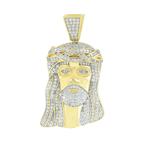 Mens Jesus Christ Pendant 14K Gold Finish2