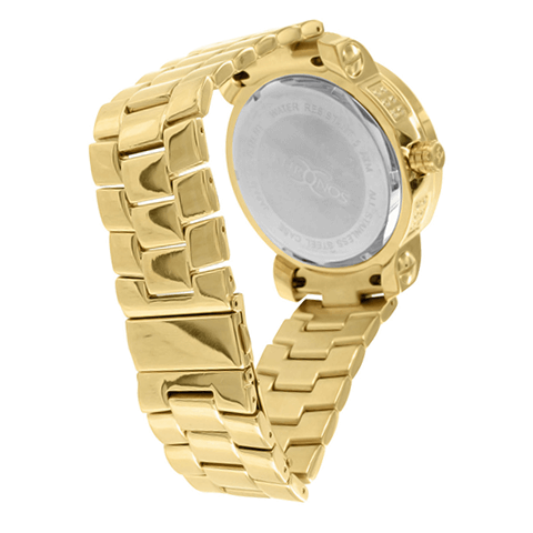 Mens Khronos Gold Tone Diamond Watch Roman Numeral Dial Analog Design4