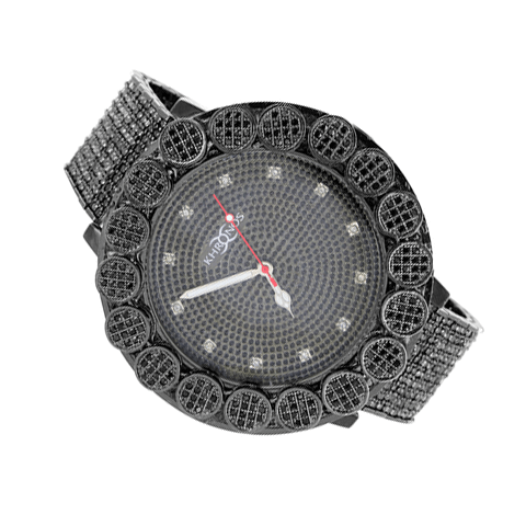 Mens Khronos Real Diamond Flower Cluster Watch With Iced Out Metal Band