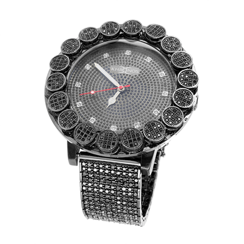 Mens Khronos Real Diamond Flower Cluster Watch With Iced Out Metal Band2