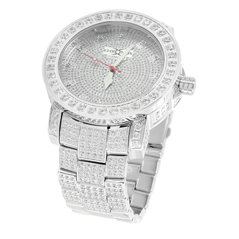 Mens Khronos Stainless Steel Watch lab Diamond Bezel2