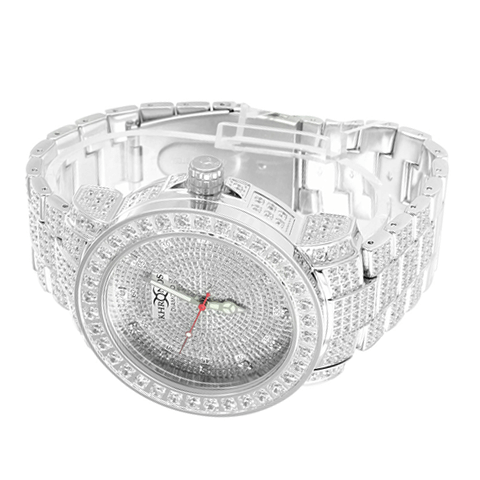 Mens Khronos Stainless Steel Watch lab Diamond Bezel3