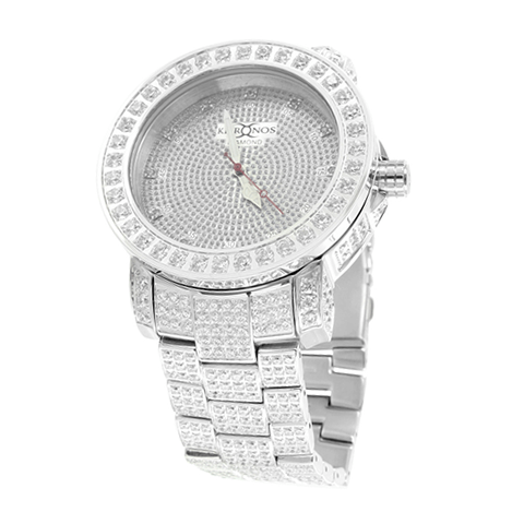 Mens Stainless Steel Lab Diamond Khronos Watch2