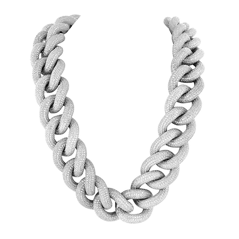 Miami Cuban Chain 22mm White Gold On Sterling Silver 925 32in2