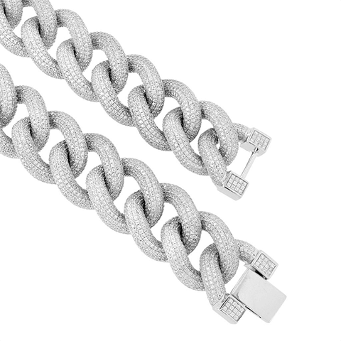 Miami Cuban Chain 22mm White Gold On Sterling Silver 925 32in3