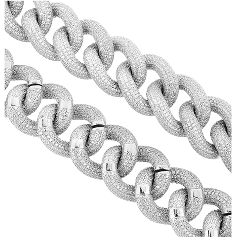 Miami Cuban Chain 22mm White Gold On Sterling Silver 925 32in4