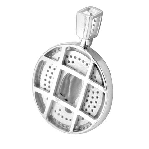 Praying Hands Medallion Pendant White Gold Finish3