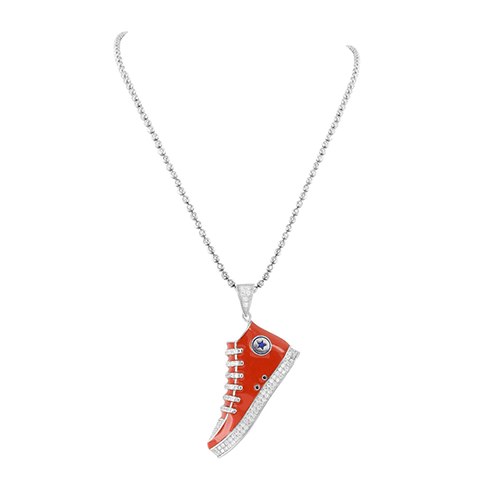 Sneaker Converse Shoes Pendant Chain 925 Silver Red2